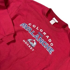 VTG Colorado‎ Kids Avalanche NHL Hockey Sweatshirt Red Pullover Crewneck Y2K